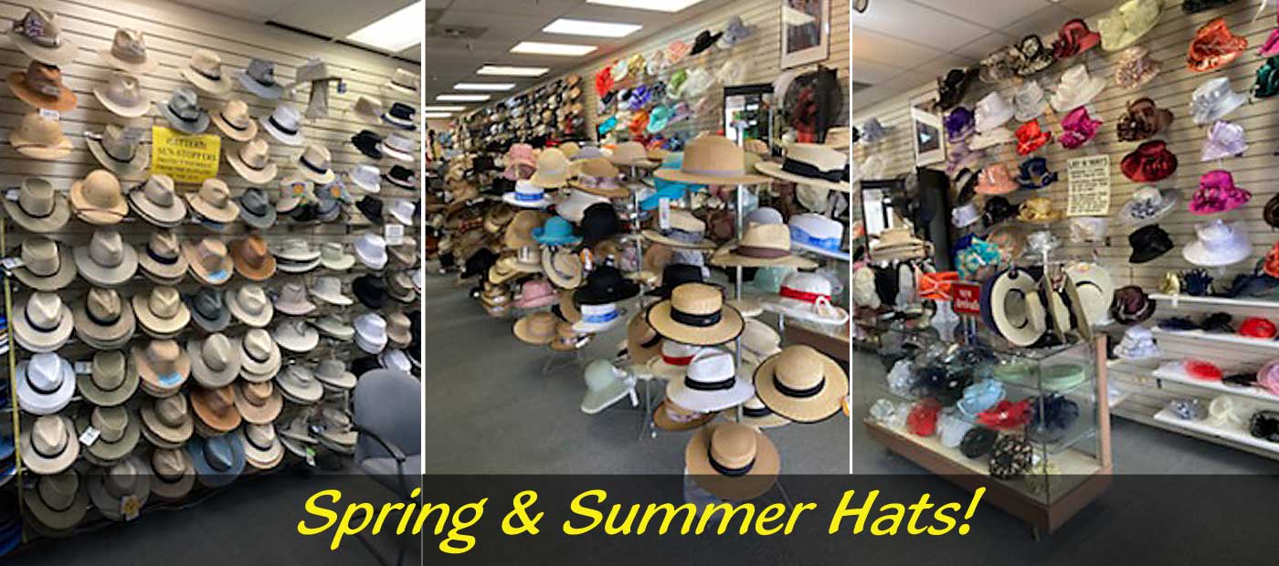 Aisles of Spring and Summer men's and women's hats.